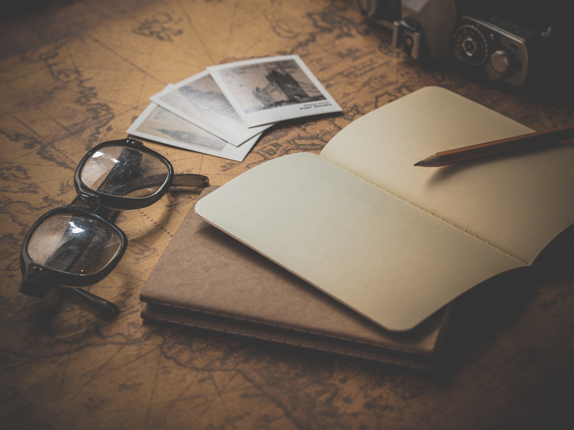 travel journal and a map